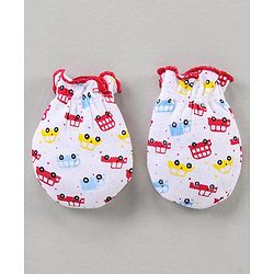 Babyhug Cap Mitten & Booties Floral Print - Cap Diameter 15.5 cm