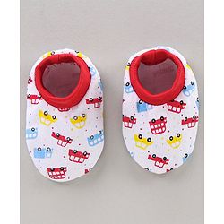 Babyhug Cap Mitten & Booties Floral Print - Cap Diameter 15.5 cm