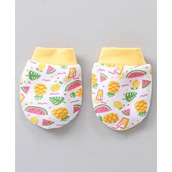 Babyhug 100% Cotton Mittens & Booties Set Fruits Print - Yellow