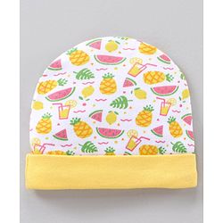 Babyhug 100% Cotton Cap Fruits Print Yellow - Diameter 14.5 cm