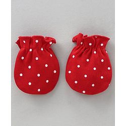 Babyhug Mittens Set Striped, Floral & Polka Dot Printed Pack of 3 - White Red Black