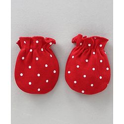 Babyhug Mittens Set Striped, Floral & Polka Dot Printed Pack of 3 - White Red Black