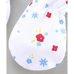 Babyhug Mittens Set Striped, Floral & Polka Dot Printed Pack of 3 - White Red Black