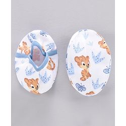 Babyhug 100% Cotton Mittens Solid And Tiger Print Pack of 2 - Blue White