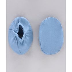Babyhug 100% Cotton Mittens Solid And Tiger Print Pack of 2 - Blue White
