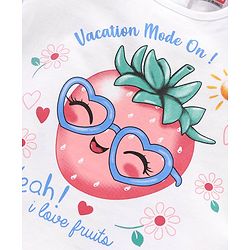 Babyhug Half Sleeves Tops & Denim Shorts Strawberry & Heart Print - Red White