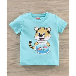 Babyhug Half Sleeves T-shirt With Shorts Animal Print - Yellow and Blue
