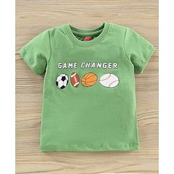 Babyhug Half Sleeves Knit T-Shirt & Shorts Set Sports Ball Print - Green Grey