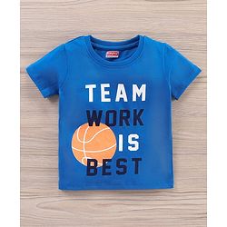 Babyhug Half Sleeves T-Shirt and Knee Length Bottomwear Text Print - Blue Orange