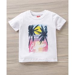 Babyhug Half Sleeves T-Shirt & Shorts Set California Print - White Navy