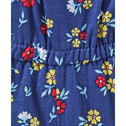 Babyhug 100%Cotton Singlet Jumpsuit Floral Print - Navy Blue