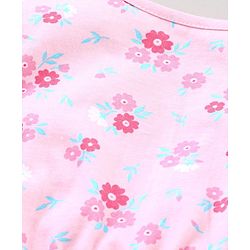 Babyhug 100% Cotton Cap Sleeves Jumpsuit Floral Print - Pink