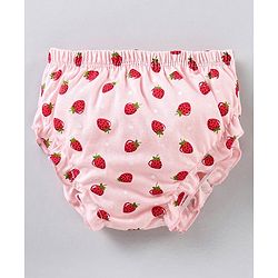 Babyhug Cotton Bloomers Polka Dot & Strawberry Printed Pack of 3 - Red Pink Green