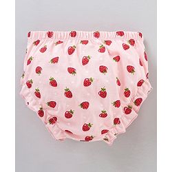 Babyhug Cotton Bloomers Polka Dot & Strawberry Printed Pack of 3 - Red Pink Green