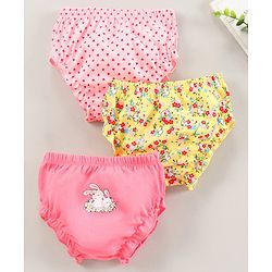 Babyhug Bloomers Multi Print Pack Of 3 - Pink Yellow