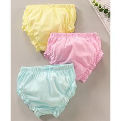 Babyhug Cotton Solid Bloomer Pack Of 3 - Pink Blue & Yellow