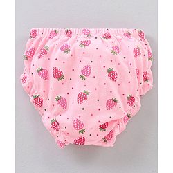 Babyhug Cotton Bloomers Strawberry Printed Pack of 3 - Pink & Yellow