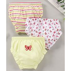 Babyhug Cotton Panties Butterfly Printed & Striped Pack Of 3 - Multicolour