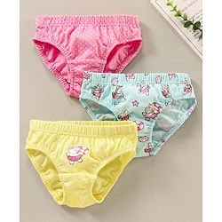 Babyhug 100% Cotton Dot Printed Pantied Pack Of 3 - Pink Yellow & Blue
