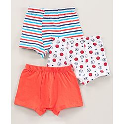 Babyhug 100% Cotton Briefs Balls And Stripe Print Pack Of 3 - Orange White