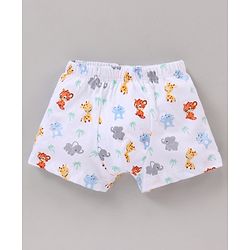 Babyhug 100% Cotton Striped & Animal Printed Briefs Pack Of 3 - Blue Orange & White