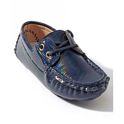Cute Walk by Babyhug Lace Party Wear Loafer Shoes - Blue