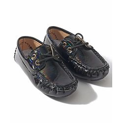 Cute Walk by Babyhug Lace Party Wear Loafer Shoes - Black