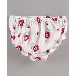 Babyhug 100% Rayon Sleeveless Frock With Bloomer Floral Print- White Pink