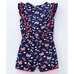 Babyhug Sleeveless Jumpsuit Butterfly Print - Blue