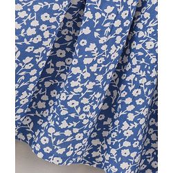 Babyhug 100% Rayon Flutter Sleeves Frock Floral Print & Bow Applique - Blue