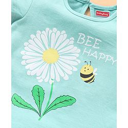 Babyhug Half Sleeves Top with Pyjama Floral Print - Blue
