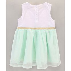 Babyhug Sleeveless Knee Length Frock Mermaid Print - White Green