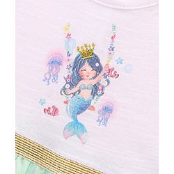 Babyhug Sleeveless Knee Length Frock Mermaid Print - White Green