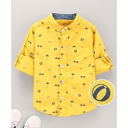Babyhug Full Sleeves Cotton Shirt Printed- Yellow