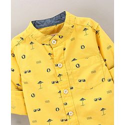Babyhug Full Sleeves Cotton Shirt Printed- Yellow