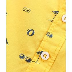 Babyhug Full Sleeves Cotton Shirt Printed- Yellow