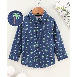Babyhug Cotton Full Sleeves Shirt Printed - Blue