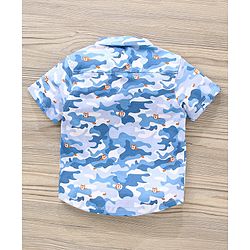Babyhug Half Sleeves Knitted  Printed Shirt - Blue