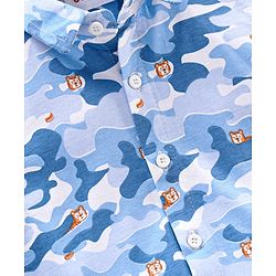 Babyhug Half Sleeves Knitted  Printed Shirt - Blue