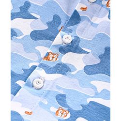 Babyhug Half Sleeves Knitted  Printed Shirt - Blue