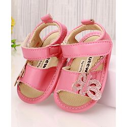 Cute Walk by Babyhug Velcro Booties Butterfly Applique - Pink