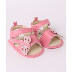 Cute Walk by Babyhug Velcro Booties Butterfly Applique - Pink