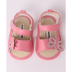 Cute Walk by Babyhug Velcro Booties Butterfly Applique - Pink