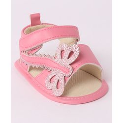 Cute Walk by Babyhug Velcro Booties Butterfly Applique - Pink