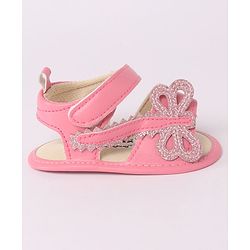 Cute Walk by Babyhug Velcro Booties Butterfly Applique - Pink