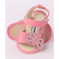 Cute Walk by Babyhug Velcro Booties Butterfly Applique - Pink