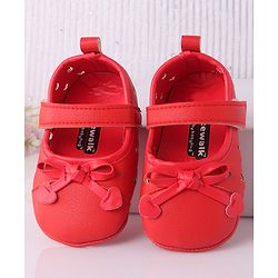 Cute Walk by Babyhug Velcro Closure Bellies Bow Applique & Laser Cut Detailing- Red
