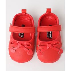 Cute Walk by Babyhug Velcro Closure Bellies Bow Applique & Laser Cut Detailing- Red