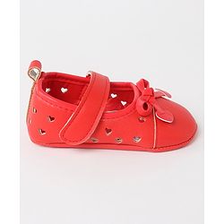 Cute Walk by Babyhug Velcro Closure Bellies Bow Applique & Laser Cut Detailing- Red