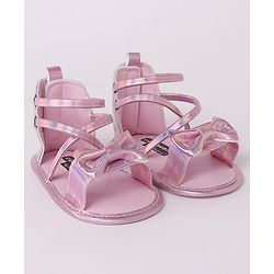 Cute Walk by Babyhug Velcro Closure Sandal Style Booties with Bow Applique - Pink
